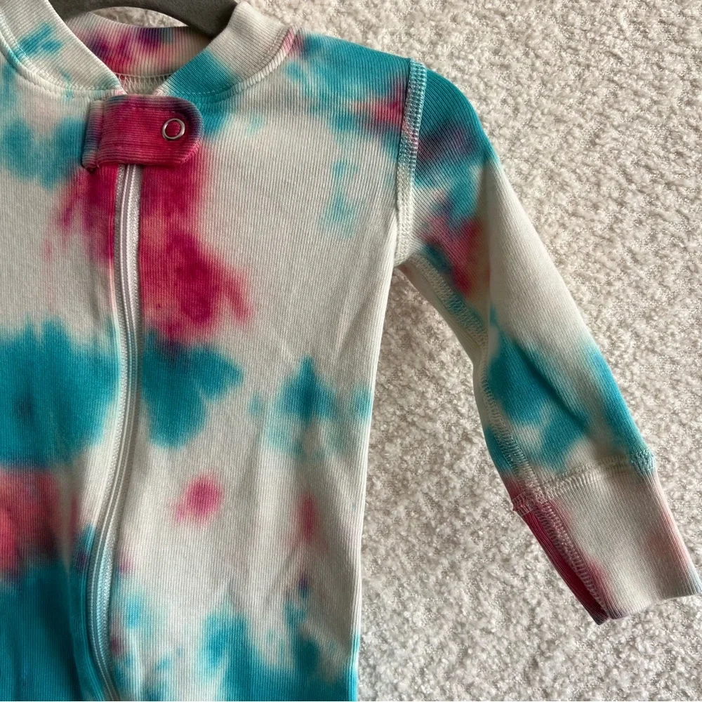 Hanna Andersson Infant‎ Tie Dye Zip Up Organic Cotton Pajamas Size 3-6 Months